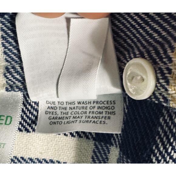 NWT J. Crew Mens XL Classic Flannel Shirt Plaid Blue/White Indigo Dyed Button Up - Picture 8 of 12